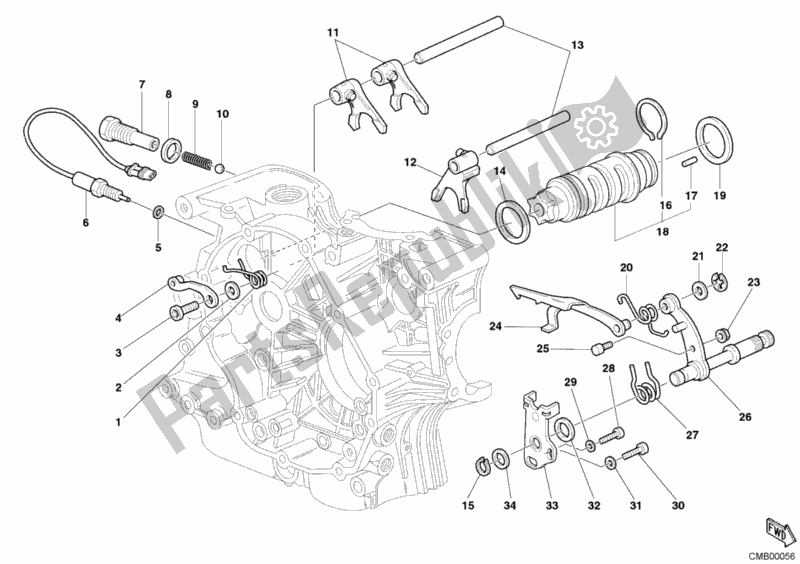 All parts for the Gear Change Mechanism of the Ducati Supersport 800 SS USA 2007